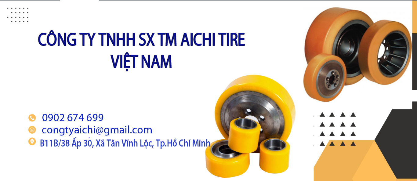 banh xe nâng điện pu banner